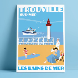 Affiche ''Trouville-sur-Mer, Les bains de mer"