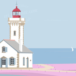 Affiche ''Belle-île-en-Mer, Le phare des Poulains"