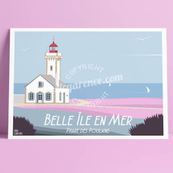 Affiche ''Belle-île-en-Mer, Le phare des Poulains"