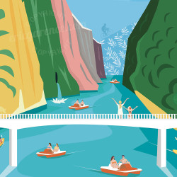 Affiche de "Lacs & Gorges du Verdon" by Eric Garence, artiste français, illustrateur, pop, retro