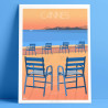 Poster ''Cannes, La Croisette et ses chaises bleues"