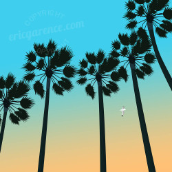 Affiche ''Cannes, Les palmiers de la Croisette"