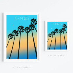 Affiche ''Cannes, Les palmiers de la Croisette"
