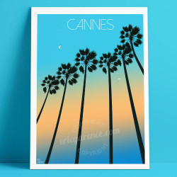 Affiche ''Cannes, Les palmiers de la Croisette"