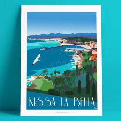 Affiche de "Nice, Nissa La Bella" by Eric Garence, artiste français, illustrateur, pop, retro