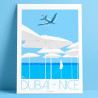 Affiche de "Nice - Dubai Nice en A380" by Eric Garence, artiste français, illustrateur, pop, retro