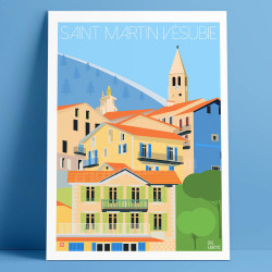 Affiche de "Saint-Martin-Vésubie" by Eric Garence, artiste français, illustrateur, pop, retro
