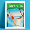 Affiche de "Juan-Les-Pins et le ski nautique" by Eric Garence, artiste français, illustrateur, pop, retro