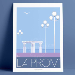 Affiche de "Nice, La Prom" by Eric Garence, artiste français, illustrateur, pop, retro