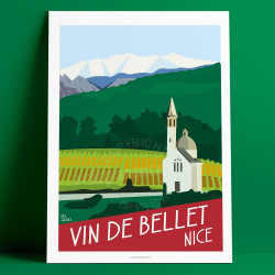 Affiche de "Nice, Vin de Bellet" by Eric Garence, artiste français, illustrateur, pop, retro