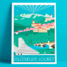 Affiche de "Villeneuve-Loubet au Printemps" by Eric Garence, artiste français, illustrateur, pop, retro