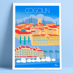 Affiche de "Cogolin" by Eric Garence, artiste français, illustrateur, pop, retro