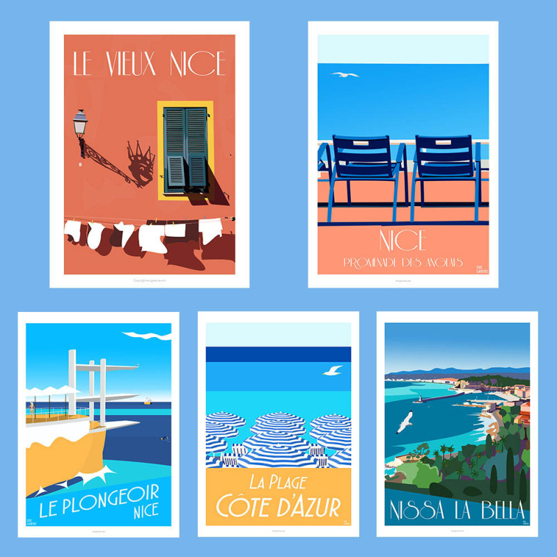 ART PACK - Nissa la Bella - Pack de 5 affiches de Nice by Eric Garence