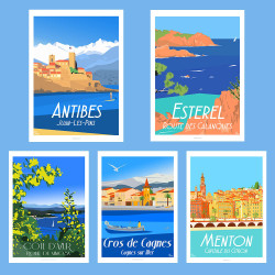 Côte d'Azur - Pack de 5 affiches