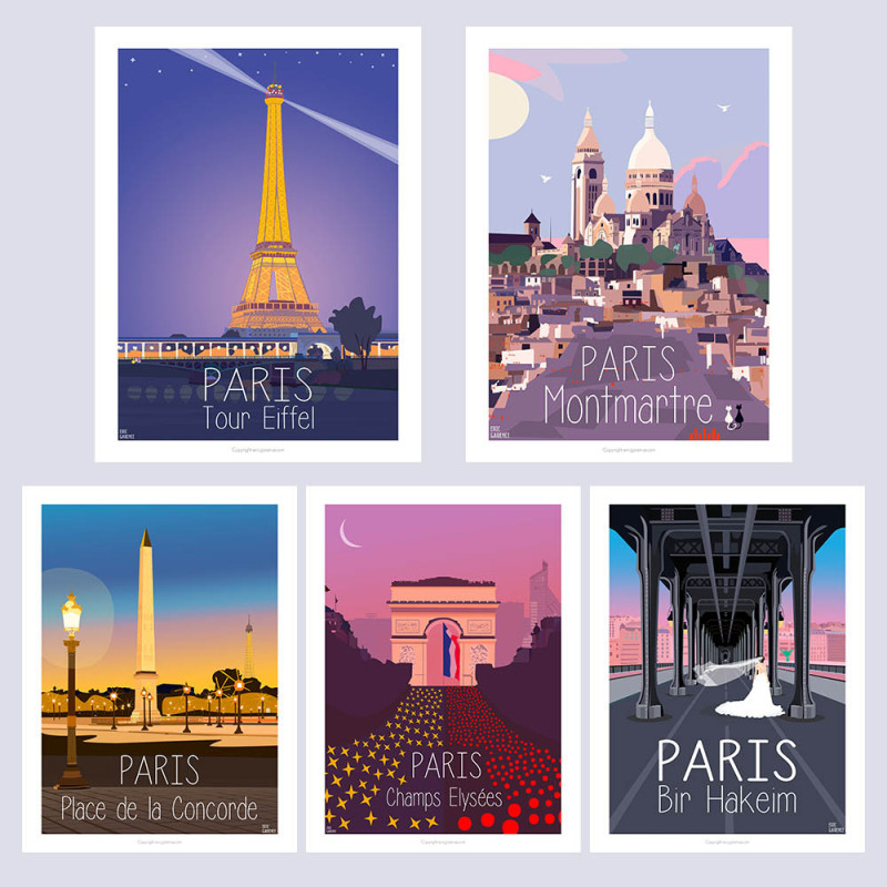 Paris - Pack de 5 affiches