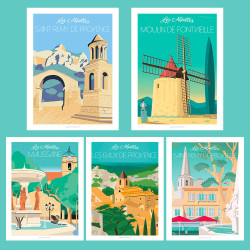 Les Alpilles en Provence - Pack de 5 affiches