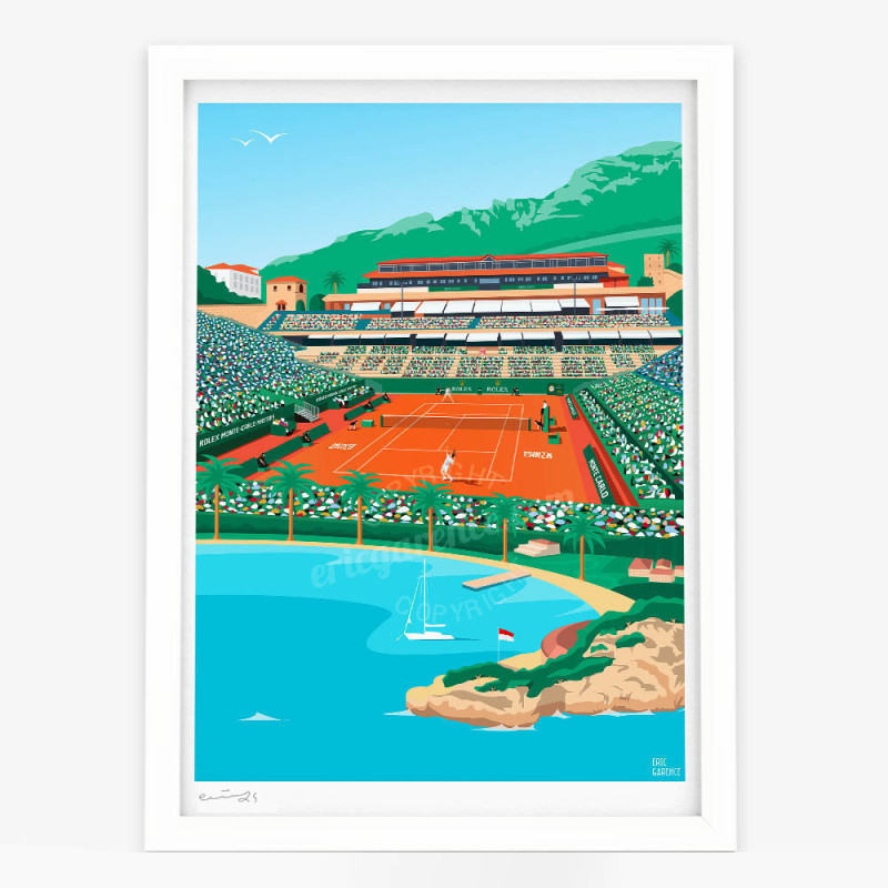 Affiche d'art signée à la main par Eric Garence "Rolex Monte-Carlo Masters, 2024"
