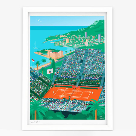 Affiche d'art signée à la main par Eric Garence "Rolex Monte-Carlo Masters, 2025"
