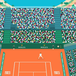 Affiche d'art signée à la main par Eric Garence "Rolex Monte-Carlo Masters, 2026"