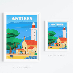 Affiche ''Antibes, Le Phare de la Garoupe''