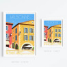 Affiche ''Valbonne, Place des Arcades'' by Eric Garence affiche minimaliste artiste français