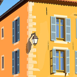Affiche ''Valbonne, Place des Arcades'' by Eric Garence affiche minimaliste artiste français