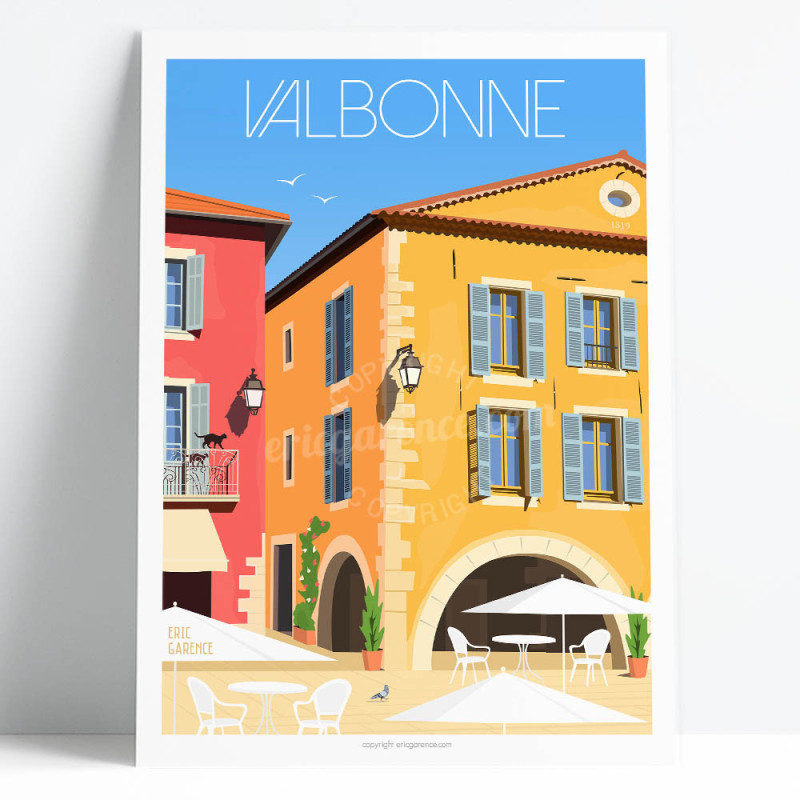 Affiche ''Valbonne, Place des Arcades''