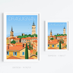 Affiche ''Draguignan, la Tour de l'Horloge et la Pierre de la fée''