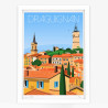Affiche signée "Draguignan, la Tour de l'Horloge, la Pierre de la Fée" par Eric Garence