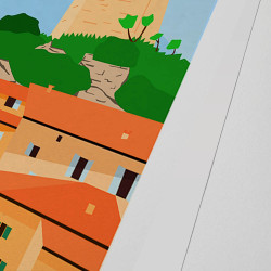 Affiche signée "Draguignan, la Tour de l'Horloge, la Pierre de la Fée"