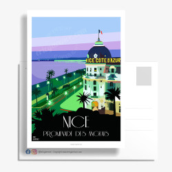 Carte Postale "Nice, Le Negresco" par Eric Garence artiste contemporain