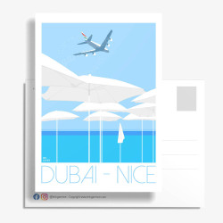 Carte Postale ''Nice - Dubai Nice en A380'' by Eric Garence