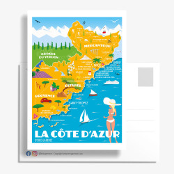 Carte Postale ''La Carte de la Côte d'Azur'' by Eric Garence
