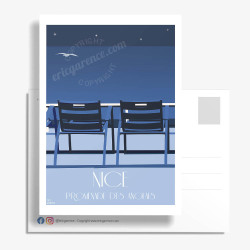 Carte Postale ''Nice, les Chaises Bleues by Night'' by Eric Garence