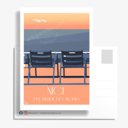 Postcard ''Nice, Nos 2 Chaises bleues au Sunset'' by Eric Garence