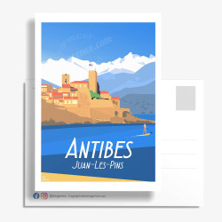 Carte Postale ''Antibes et la paddle Girl'' by Eric Garence
