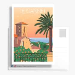 Carte Postale ''Le Cannet, Sunset sur la place Bellevue''