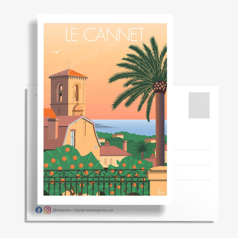 Carte Postale ''Le Cannet, Sunset sur la place Bellevue''