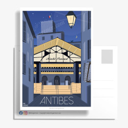 Carte Postale ''Antibes, Le marché nocturne''