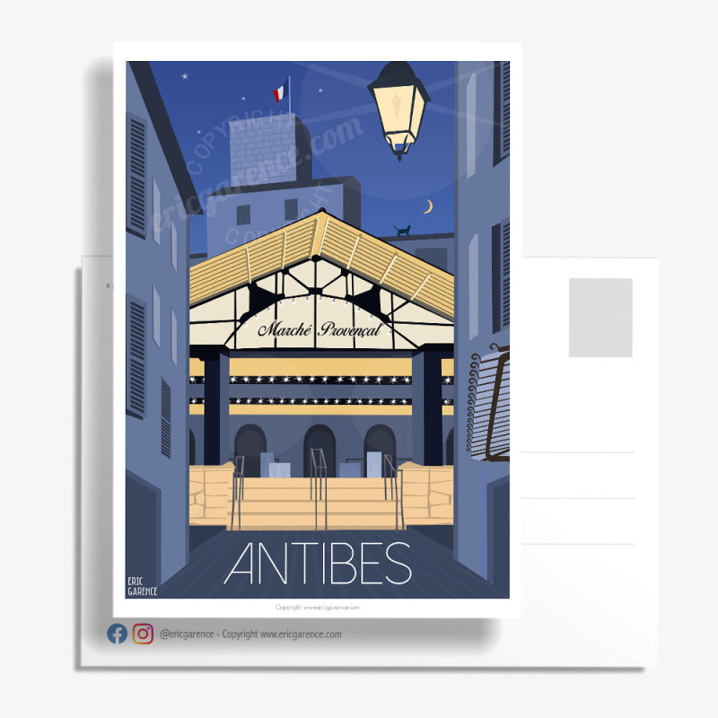 Carte Postale ''Antibes, Le marché nocturne'' Carte Postale ''Antibes, Le marché nocturne''