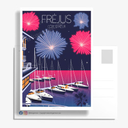 Carte Postale ''Fréjus, Feu d'artifice à Port Fréjus''