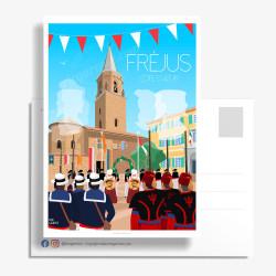 Carte Postale ''Fréjus, La Bravade devant la cathédrale Sainte-Léonce''