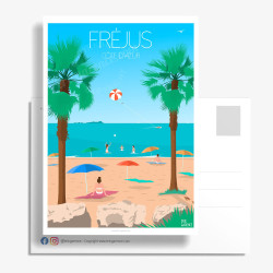 Carte Postale ''Fréjus, La plage et la tortue caouanne''