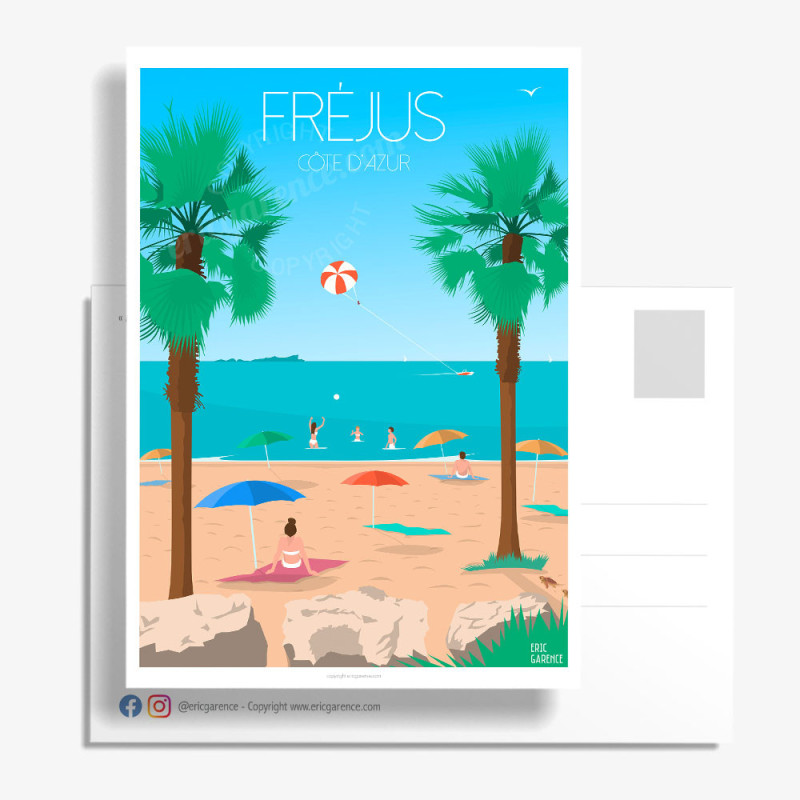 Carte Postale ''Fréjus, La plage et la tortue caouanne'' Carte Postale ''Fréjus, La plage et la tortue caouanne''