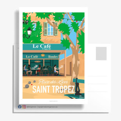 Carte Postale ''Saint-Tropez, Le café de la place des lices''