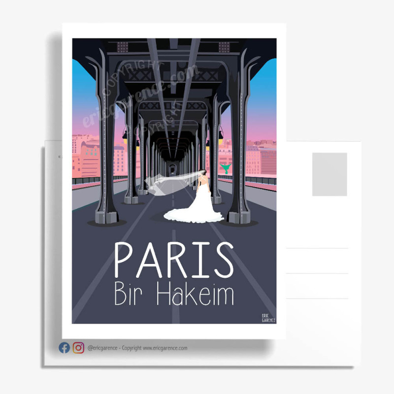 Carte Postale ''Paris, La mariée au pont de Bir Hakeim'' Carte Postale ''Paris, La mariée au pont de Bir Hakeim''