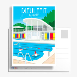 Carte Postale ''Dieulefit, La piscine art-déco''