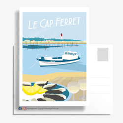 Carte Postale ''Huitre et Pessac-Léognan au Cap Ferret''