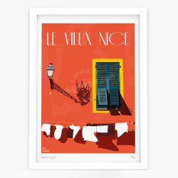 Affiche d'art signée à la main par Eric Garence ''Le Vieux Nice et le Roi du Carnaval''