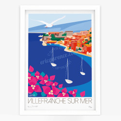 Affiche d'art signée à la main par Eric Garence ''Villefranche-sur-Mer''